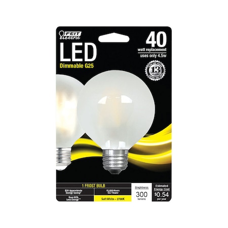 Feit Electric Feit G25 E26 (Medium) LED Bulb Soft White 40 Watt Equivalence 1 pk G2540W927CAFLRP